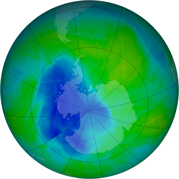 Antarctic ozone map for 16 December 2010